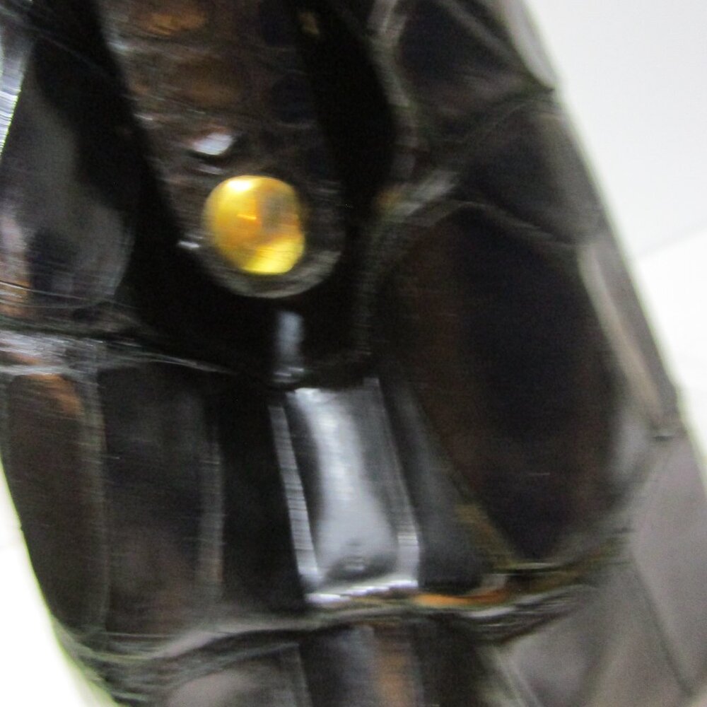Crocodile Purse Top Handle Frame Vintage 1950s Glossy Black - Picture 12 of 16